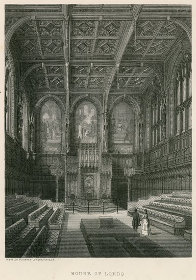 Wnętrze Izby Lordów, Westminster, Londyn autorstwa English School