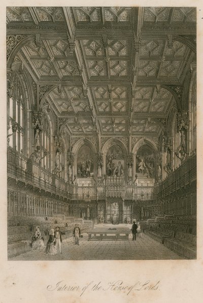 Wnętrze Izby Lordów, Westminster, Londyn autorstwa English School