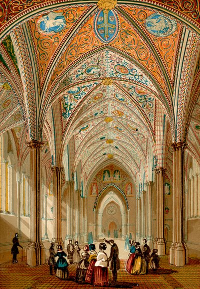 Wnętrze kościoła Temple (kolorowa rycina) autorstwa English School
