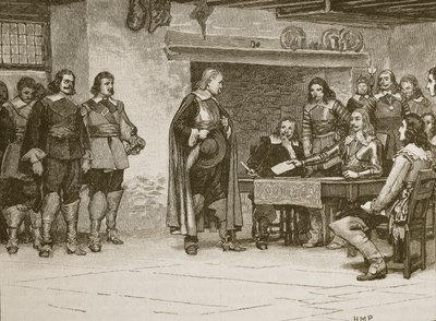Wywiad między Charlesem a hrabią Denbigh, ilustracja z Cassells Illustrated History of England (zdjęcie w sepii) autorstwa English School
