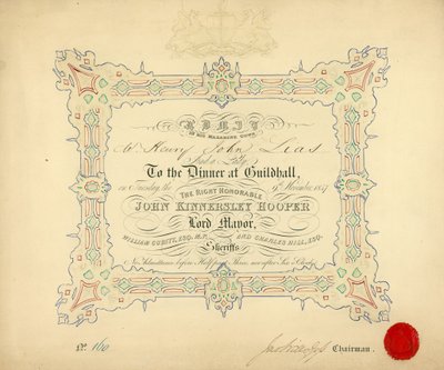 Zaproszenie na bankiet w Guildhall w Londynie, 9 listopada 1847 r. autorstwa English School