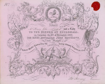 Zaproszenie na bankiet w Guildhall w Londynie, 9 listopada 1850 r autorstwa English School