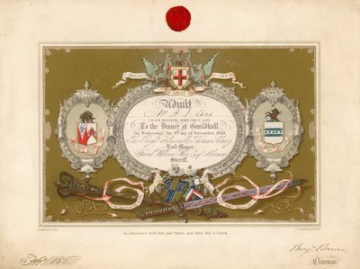 Zaproszenie na bankiet w Guildhall w Londynie, 9 listopada 1853 r autorstwa English School