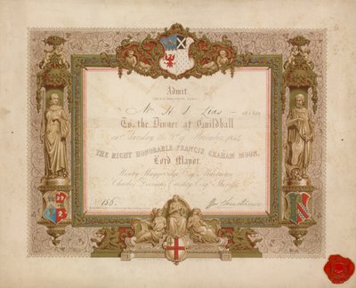 Zaproszenie na bankiet w Guildhall w Londynie 9 listopada 1854 r autorstwa English School