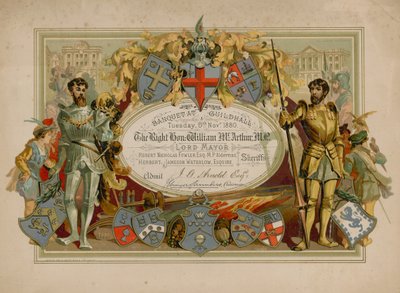 Zaproszenie na bankiet w Guildhall w Londynie, 9 listopada 1880 r autorstwa English School