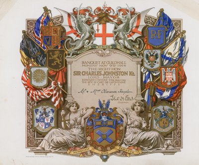 Zaproszenie na bankiet w Guildhall w Londynie 9 listopada 1914 r autorstwa English School