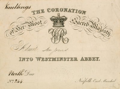 Zaproszenie na koronację Jej Najświętszej Królewskiej Mości w Opactwie Westminsterskim, 28 czerwca 1838 r autorstwa English School
