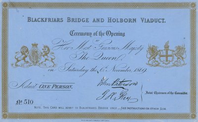 Zaproszenie na otwarcie Blackfriars Bridge i Holborn Viaduct autorstwa English School