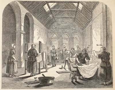 Prasownia w więzieniu w Brixton, ilustracja z The Criminal Prisons of London i Scenes from Prison Life autorstwa Henry