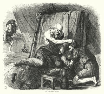 Izaak błogosławi Jakuba (rycina) autorstwa English School