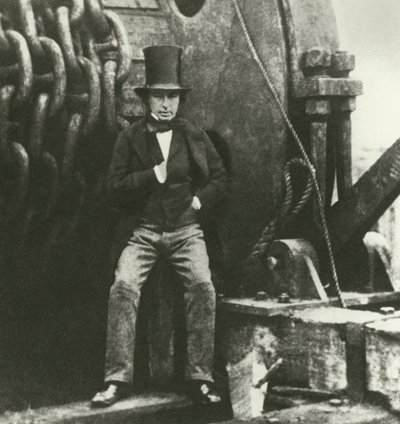 Isambard Kingdom Brunel, inżynier, podczas budowy Wielkiego Wschodu (rycina) autorstwa English School