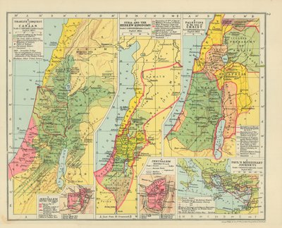 Izraelicki podbój Kanaanu. Jerozolima przed wygnaniem. Syria i królestwa hebrajskie (kolorowa litografia) autorstwa English School