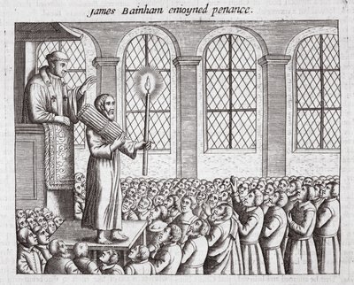 James Bainham cieszył się pokutą, ilustracja z Dziejów i zabytków Johna Foxe
