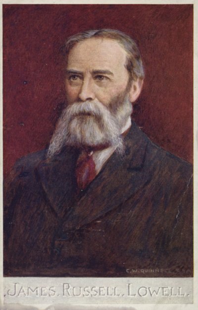 James Russell Lowell (1819-1891), amerykański poeta i dyplomata (kolorowa litografia) autorstwa English School