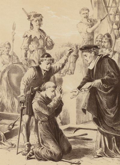 James Thompson, "Modlił się przez długi czas" (litografia) autorstwa English School