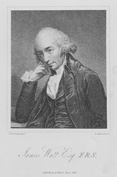 James Watt, szkocki inżynier i wynalazca (grawerowanie) autorstwa English School