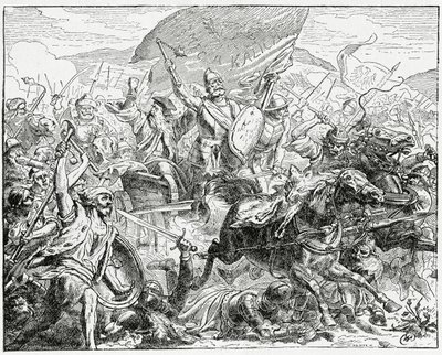Jan Zizka po zwycięskiej stronie w bitwie pod Grunwaldem w 1410, 1882 r. autorstwa English School