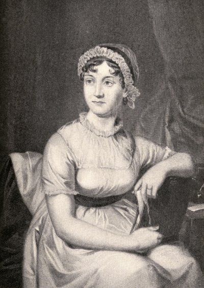 Jane Austen (1775-1817) ilustracja z „Małych podróży do domów sławnych kobiet”, opublikowana w 1897 r. (zob. także 331580) autorstwa English School