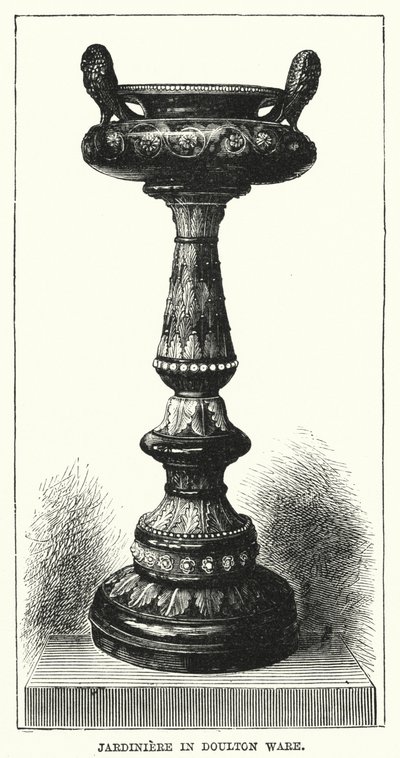 Jardiniere w Doulton ware (grawerowanie) autorstwa English School