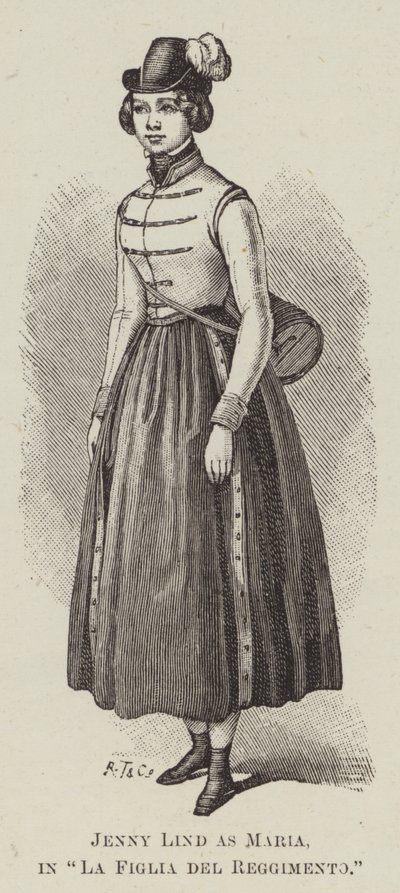 Jenny Lind jako Maria w „Córce pułku” (rycina) autorstwa English School