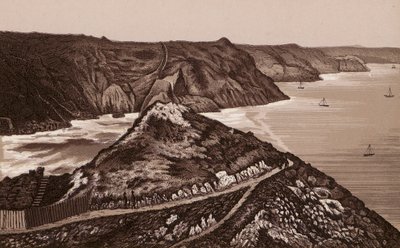 Jersey, Wyspy Chanel: The Way down to the Devils Hole (litografia) autorstwa English School