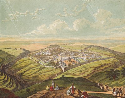 Jerozolima jest zbudowana jako zwarte miasto (kolorowa litografia) autorstwa English School