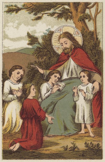 Jezus Chrystus i dzieci (litografia kolorowa) autorstwa English School