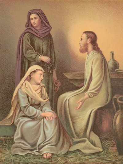 Jezus Chrystus w domu Marty i Marii autorstwa English School