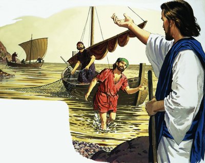 Jezus Chrystus z rybakiem autorstwa English School
