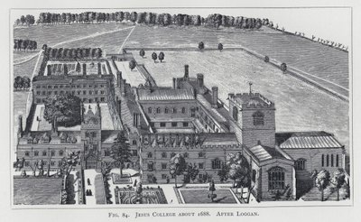 Jesus College około 1688 r., po Loggan (rycina) autorstwa English School