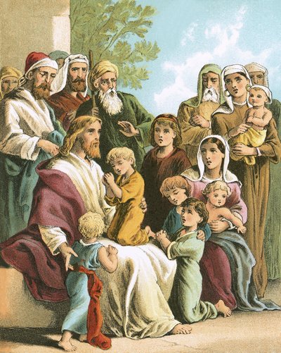 Jezus błogosławi małe dzieci autorstwa English School