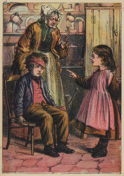 Jill Makes Game of Poor Jack (kolorowa litografia) autorstwa English School