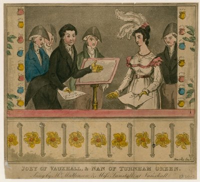 Joey z Vauxhall i Nan z Turnham Green, śpiewane przez pana Mattisona i pannę Tunstall w Vauxhall Gardens autorstwa English School