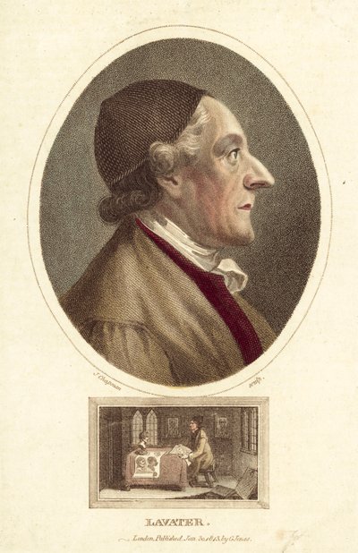 Johann Kaspar Lavater, szwajcarski poeta, filozof, fizjonomista i teolog (kolorowa grawerunek) autorstwa English School