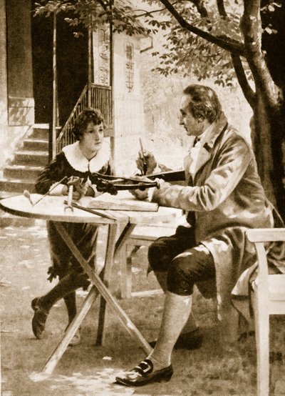 Johann Wolfgang von Goethe instruuje syna Augusta, jak strzelać z kuszy autorstwa English School