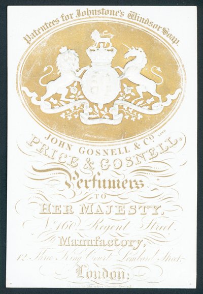 John Gosnell & Co, późny, Price & Gosnell, karta handlowa autorstwa English School