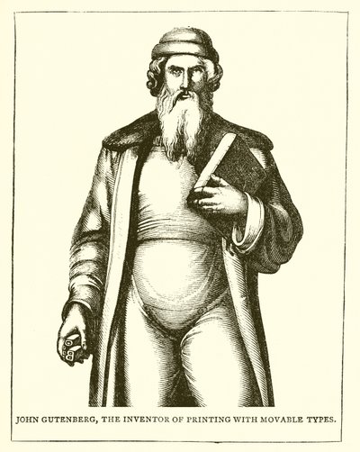 John Gutenberg, wynalazca druku z ruchomymi czcionkami autorstwa English School