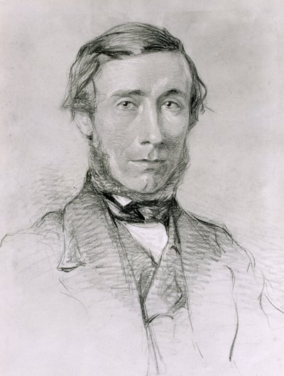 John Tyndall (1820-93) (węgiel wzmocniony bielą na papierze) autorstwa English School