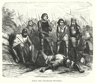 Jan Nieustraszony ugodzony nożem (rycina) autorstwa English School