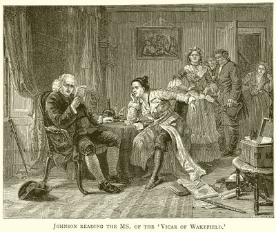 Johnson czyta panią wikariusza Wakefield autorstwa English School