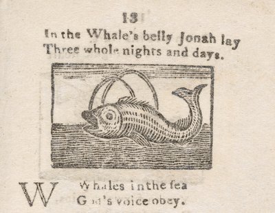 „Jonasz w brzuchu wieloryba”, ilustracja do litery W, z „Alfabetu dziecięcego...”, ok. 1820 (rycina) autorstwa English School