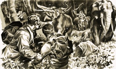 Podróż do środka Ziemi. Ilustracja z serialu Juliusza Verne .a autorstwa English School