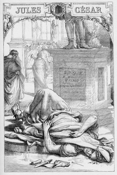Jules Cesar - Tragedia Juliusza Cezara - Ilustracja w „” Completes de William Shakespeare”””” 1866 - Ilustracje i ogólna forma tego wydania zapożyczono z ilustrowanego Szekspira Cassella, opublikowanego w Londynie autorstwa English School