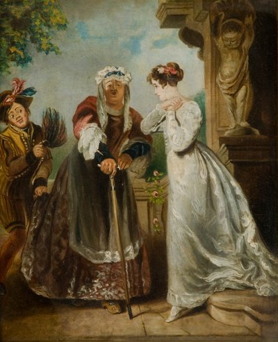 Julia i pielęgniarka (olej na karcie) autorstwa English School