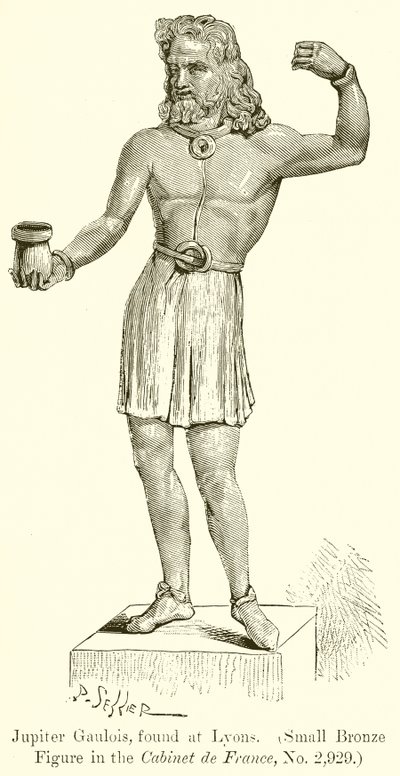 Jupiter Gaulois znaleziony w Lyonie. (Mała figurka z brązu w Cabinet de France, nr 2,929) (rycina) autorstwa English School