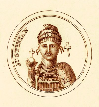 Justynian, ilustracja z The Universal Historical Dictionary autorstwa George