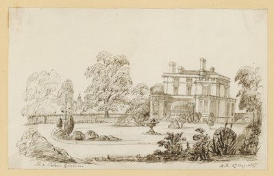 Ogrody Pałacu Kensington; z dnia 27 sierpnia 1857 (tusz na papierze) autorstwa English School