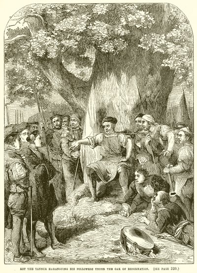 Ket the Tanner przemawiający do swoich wyznawców pod Dębem Reformacji autorstwa English School