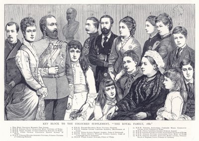 Kluczowy blok do kolorowego dodatku, Rodzina królewska, 1880 autorstwa English School