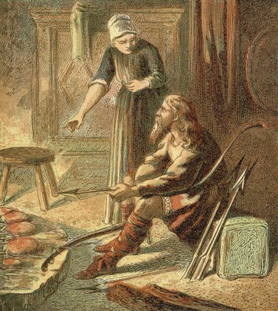 Król Alfred i Ciasta autorstwa English School